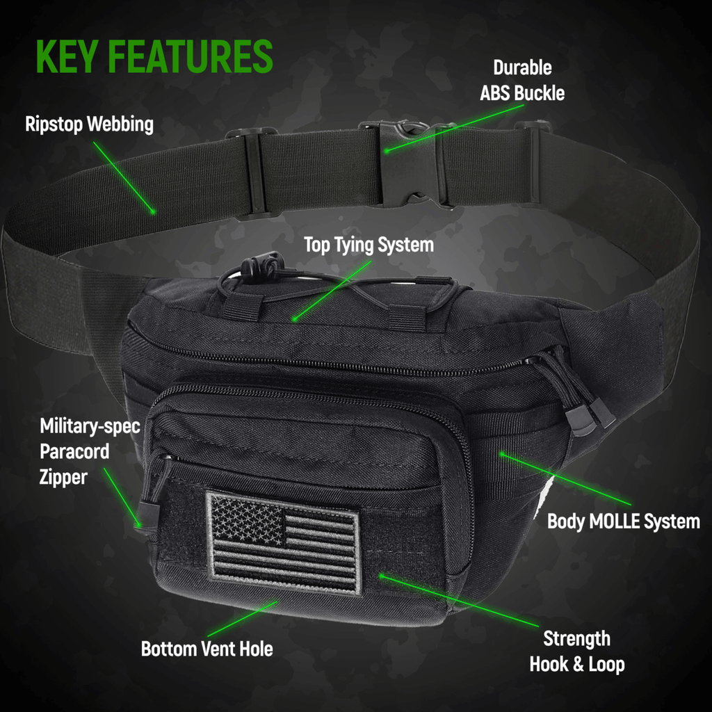 XGear Tactical Hunting Fanny Pack with USA Flag Patch