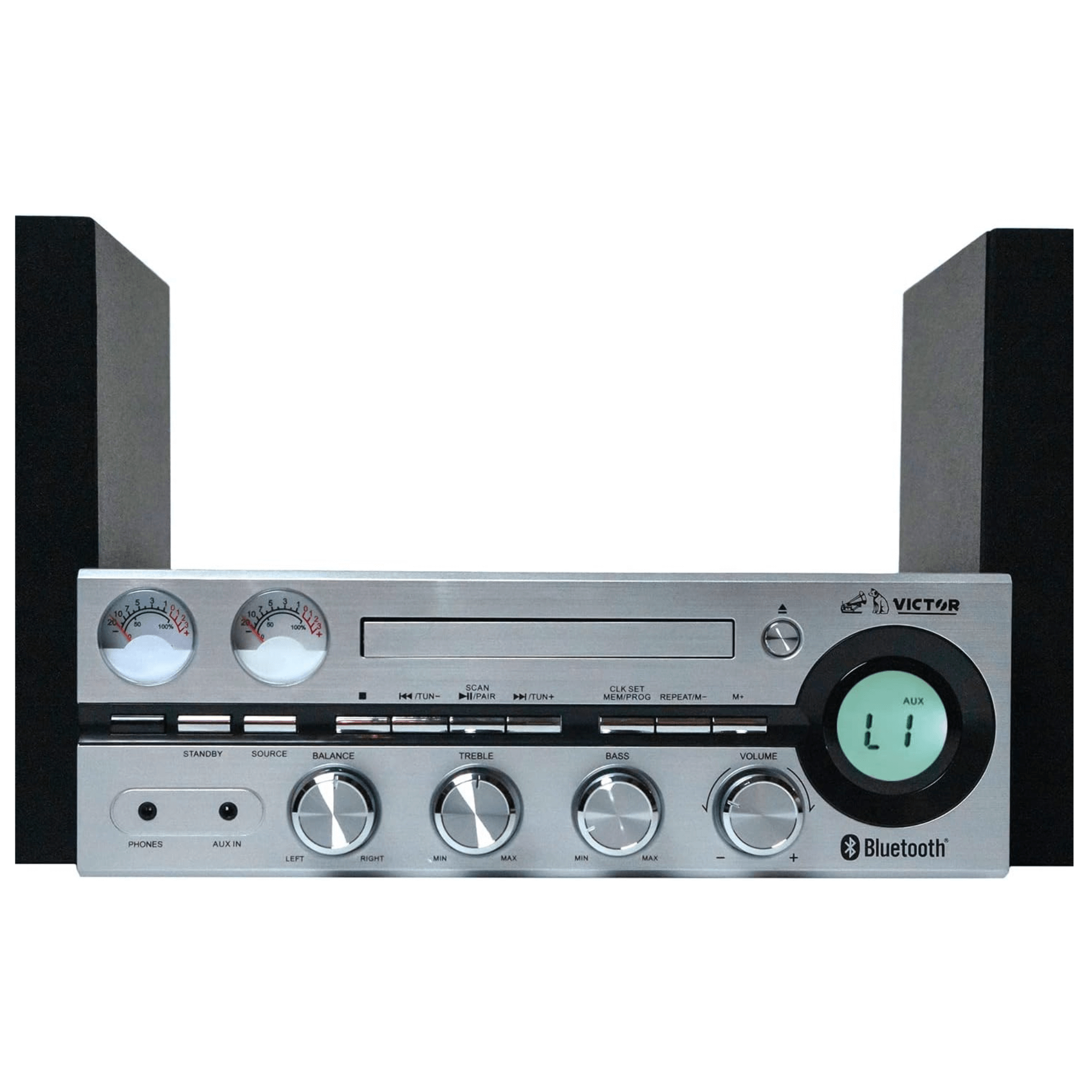 Victor Milwaukee 50W Desktop CD Stereo System Silver - Refurbished