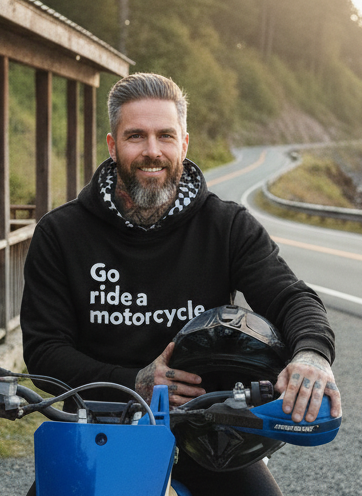 "Go ride a motorcycle" Checkered Flag Premium Hoodie
