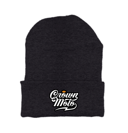 Crown Moto Script Logo Patch Beanie