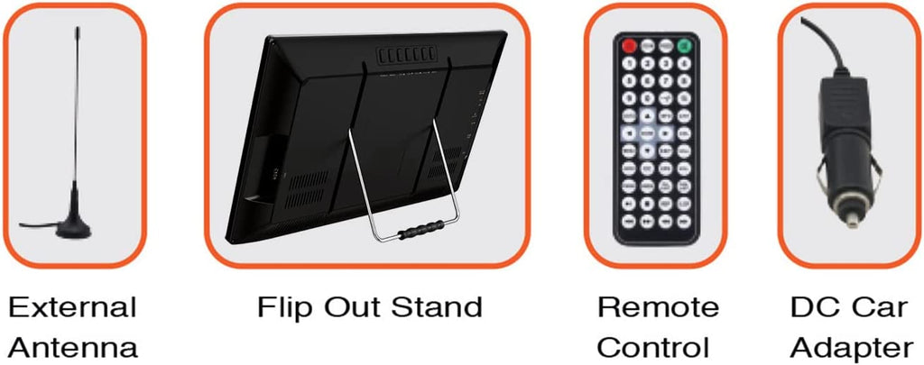 Naxa Portable 16" Television & Digital Multimedia Player with Built-in Rechargeable Lithium Battery & DC Car Cord