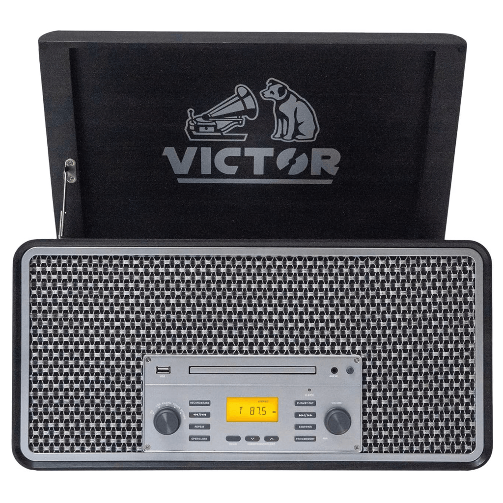 Victor Monument 8-in-1 Wood Music Center Graphite - Refurbished