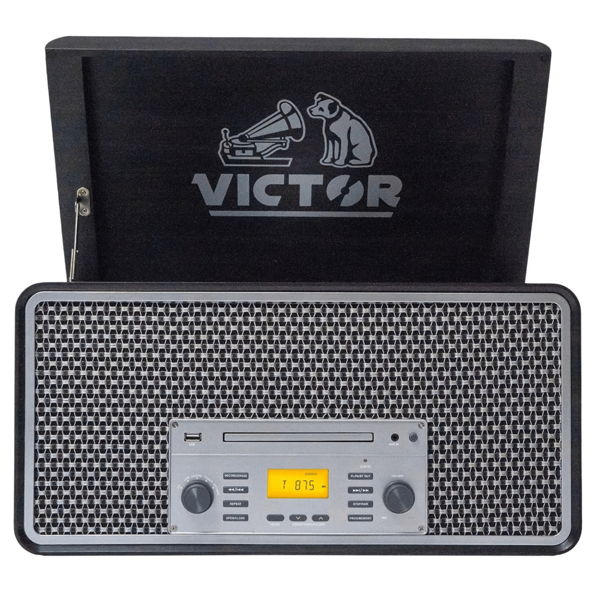 Victor Monument 8-in-1 Wood Music Center Graphite - Refurbished