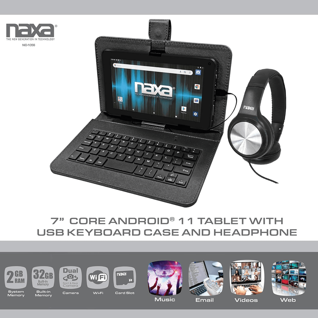 Naxa 7" Core Android 11 Tablet Kit Black - Refurbished