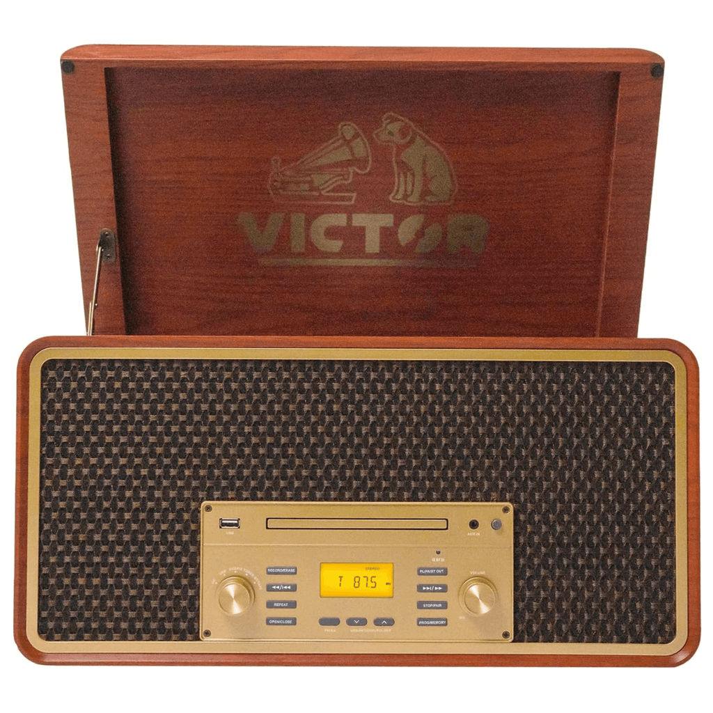 Victor Monument 8-in-1 Wood Music Center Mahogany - Refurbished