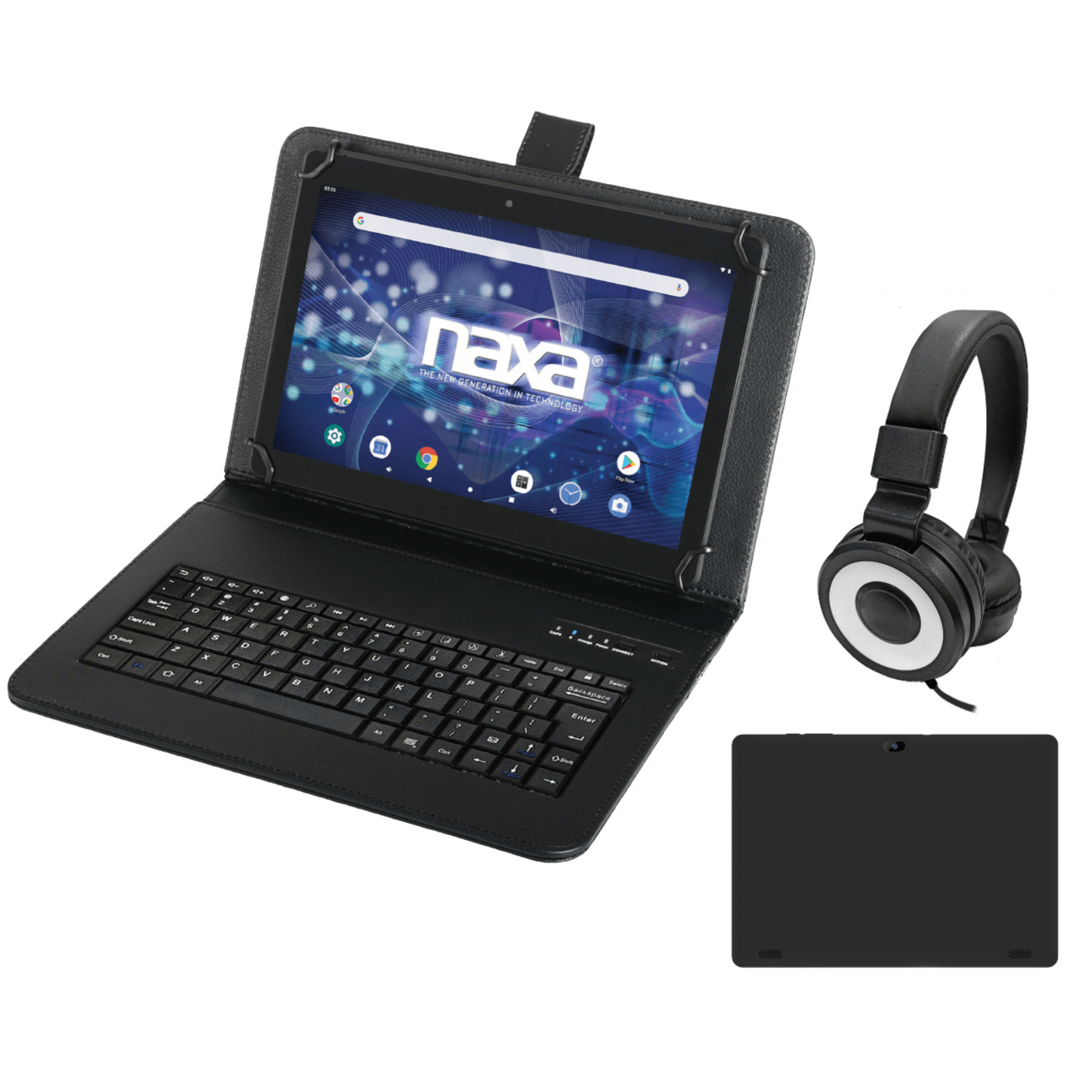 Naxa 10.1" Tablet with BT Keyboard, Case & Headphone Black - Refurbished