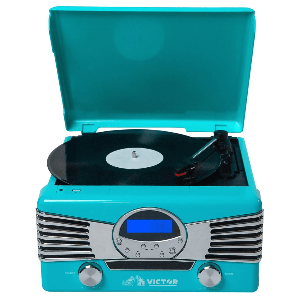 Victor Diner 7-in-1 Turntable Music Center Turquoise - Refurbished