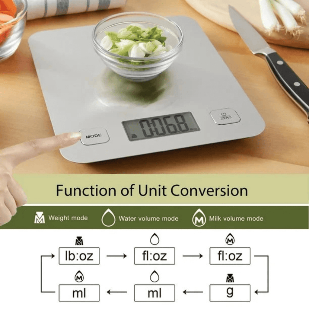 Mainstays Stainless Steel Digital Battery-Powered Kitchen Scale