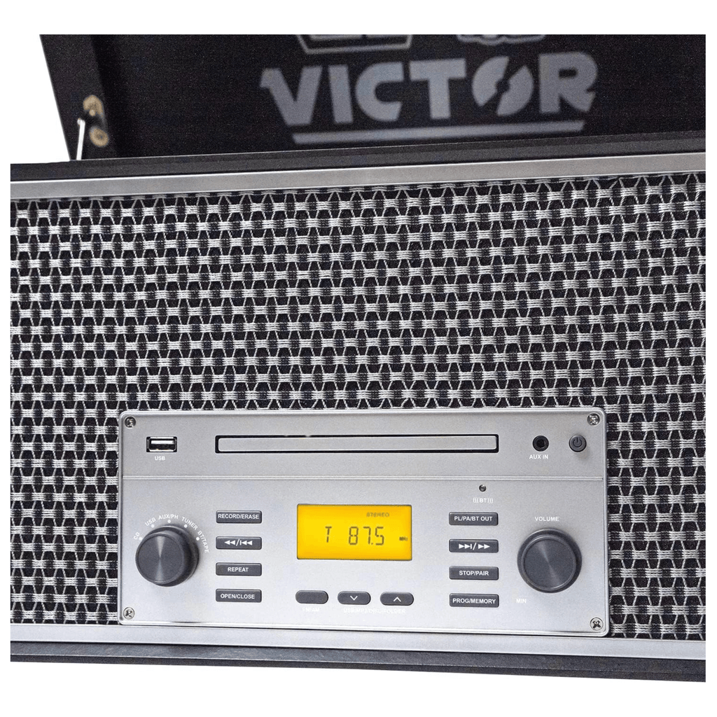 Victor Monument 8-in-1 Wood Music Center Graphite - Refurbished