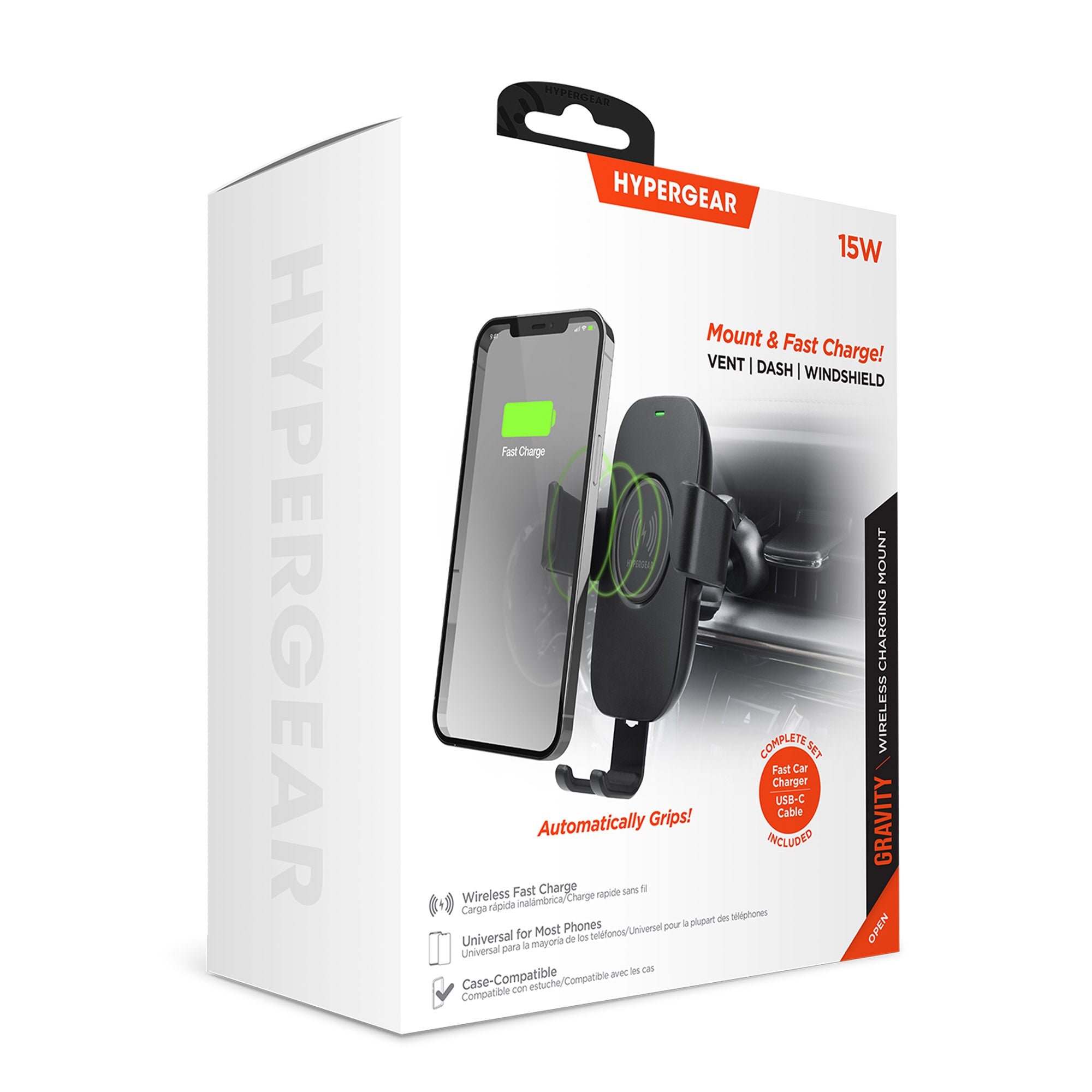 HyperGear Gravity 15W Wireless Fast Charge Mount - Hands-Free