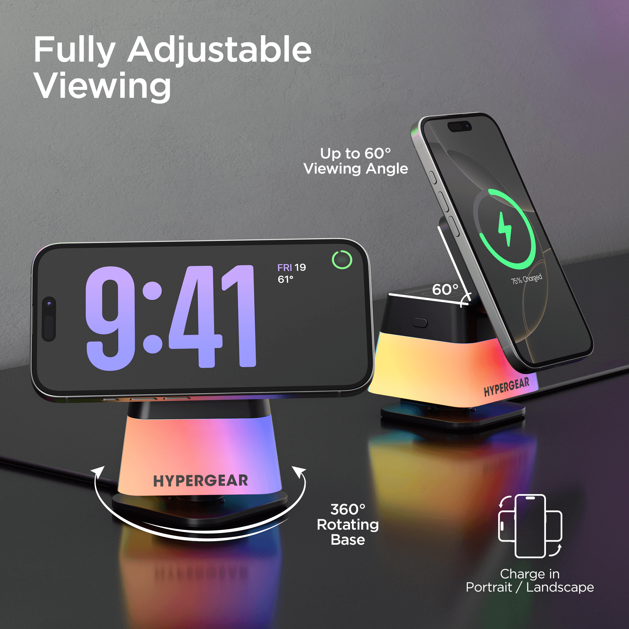 HyperGear PowerFold Cube RGB 3-in-1 Wireless Charging Stand