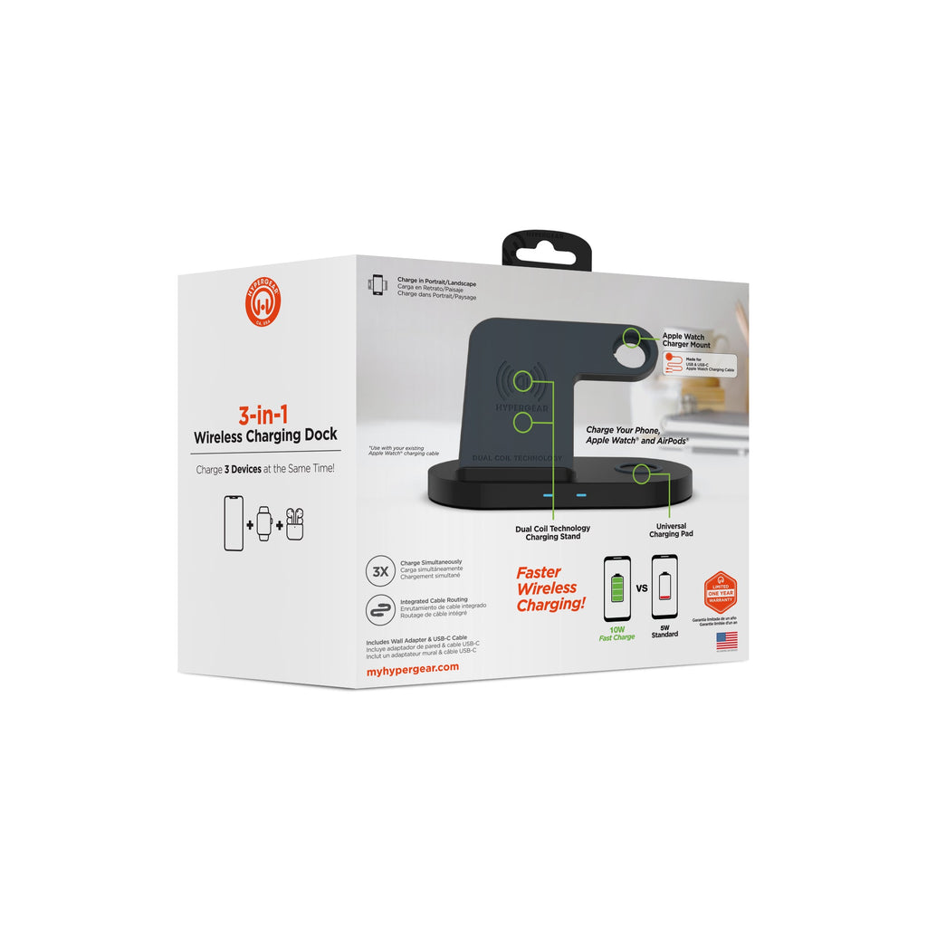 HyperGear 3-in-1 Wireless Charging Dock