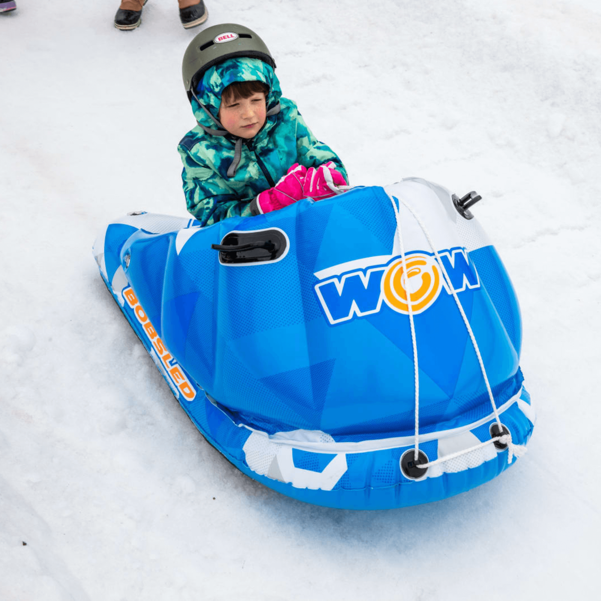 WOW Watersports Snow Tube Bobsled for Kids and Adults w Front Snow Shield