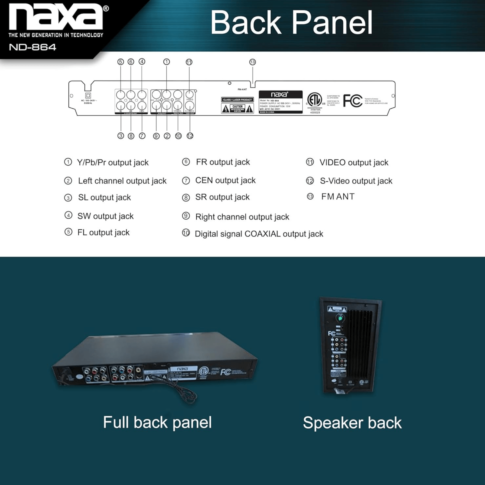 Naxa 5.1 Channel Home Theater DVD & Karaoke Speaker System - Refurbished