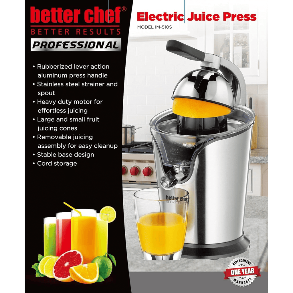 Better Chef High Power Deluxe Stainless Steel Electric Citrus Juice Press