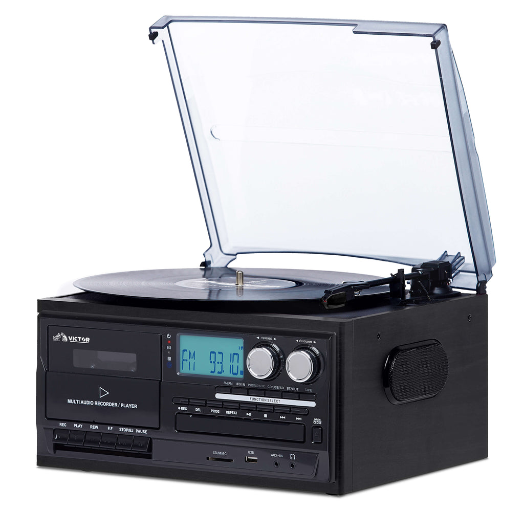 Victor Cosmopolitan 8-in-1 Turntable Music Center Black - Refurbished