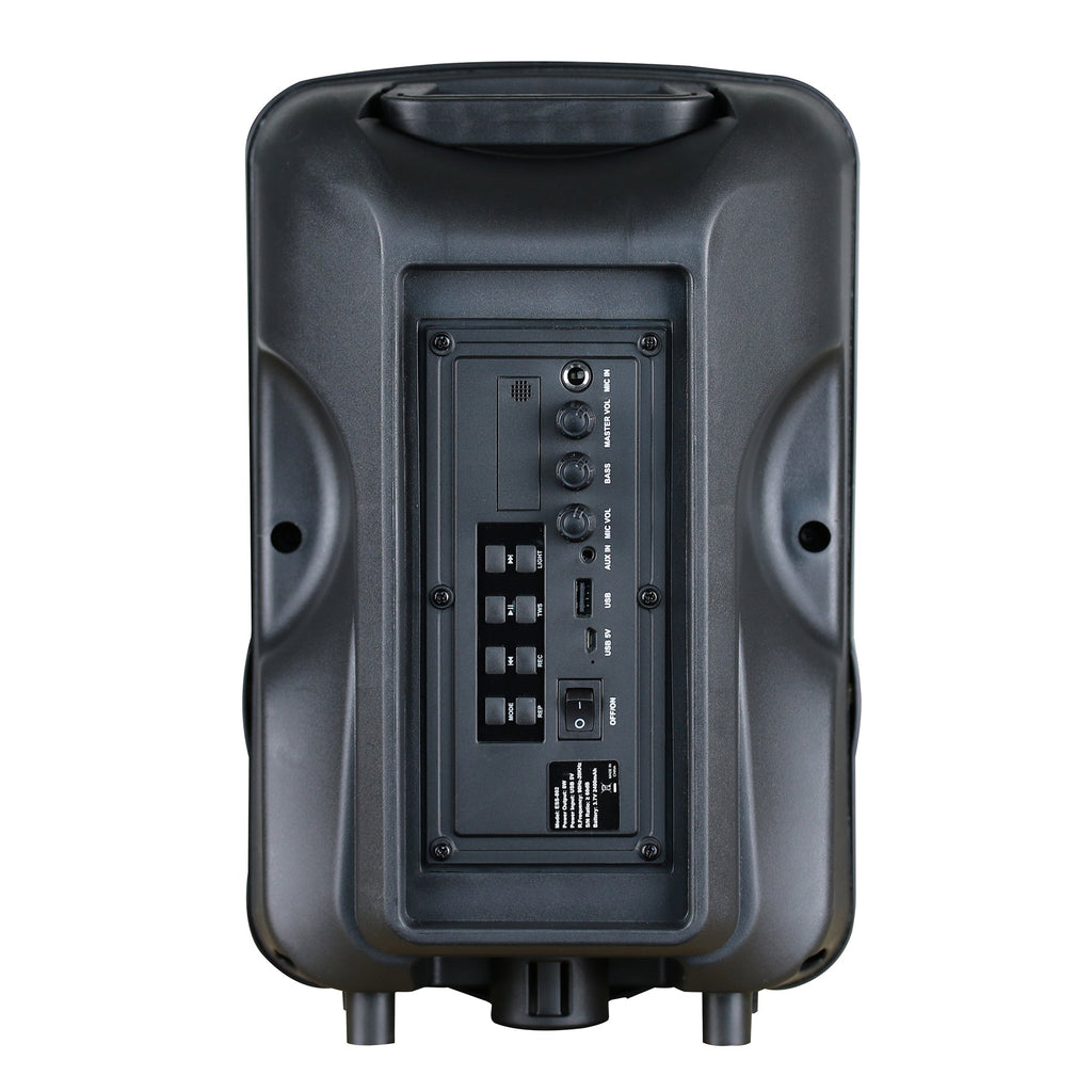 Supersonic Portable Bluetooth 8" Speaker w TWS, FM Radio & Vol-Mic Controls (IQ-5708DJBT)