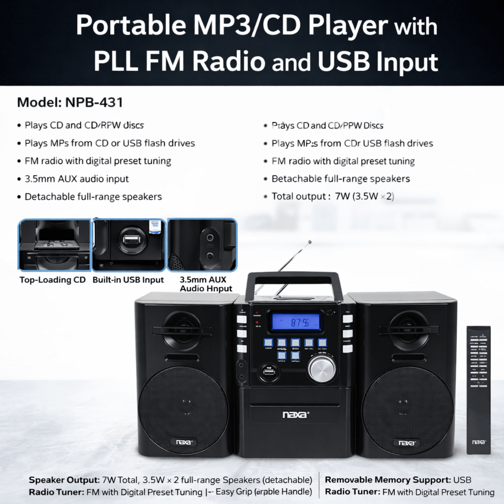 Naxa Portable MP3/CD Player - Refurbished