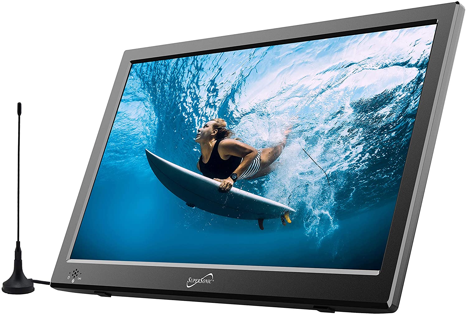 Supersonic 13" Portable Digital LED TV with USB, SD & HDMI Inputs and FM Radio - 12-Volt ACDC Compatible (SC-2813)