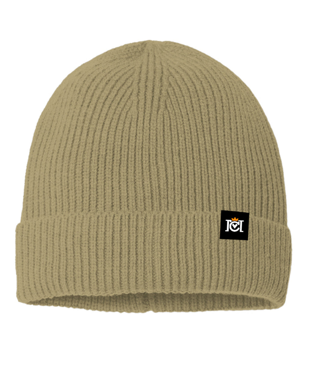 Crown Moto Fine Rib Knit Beanie