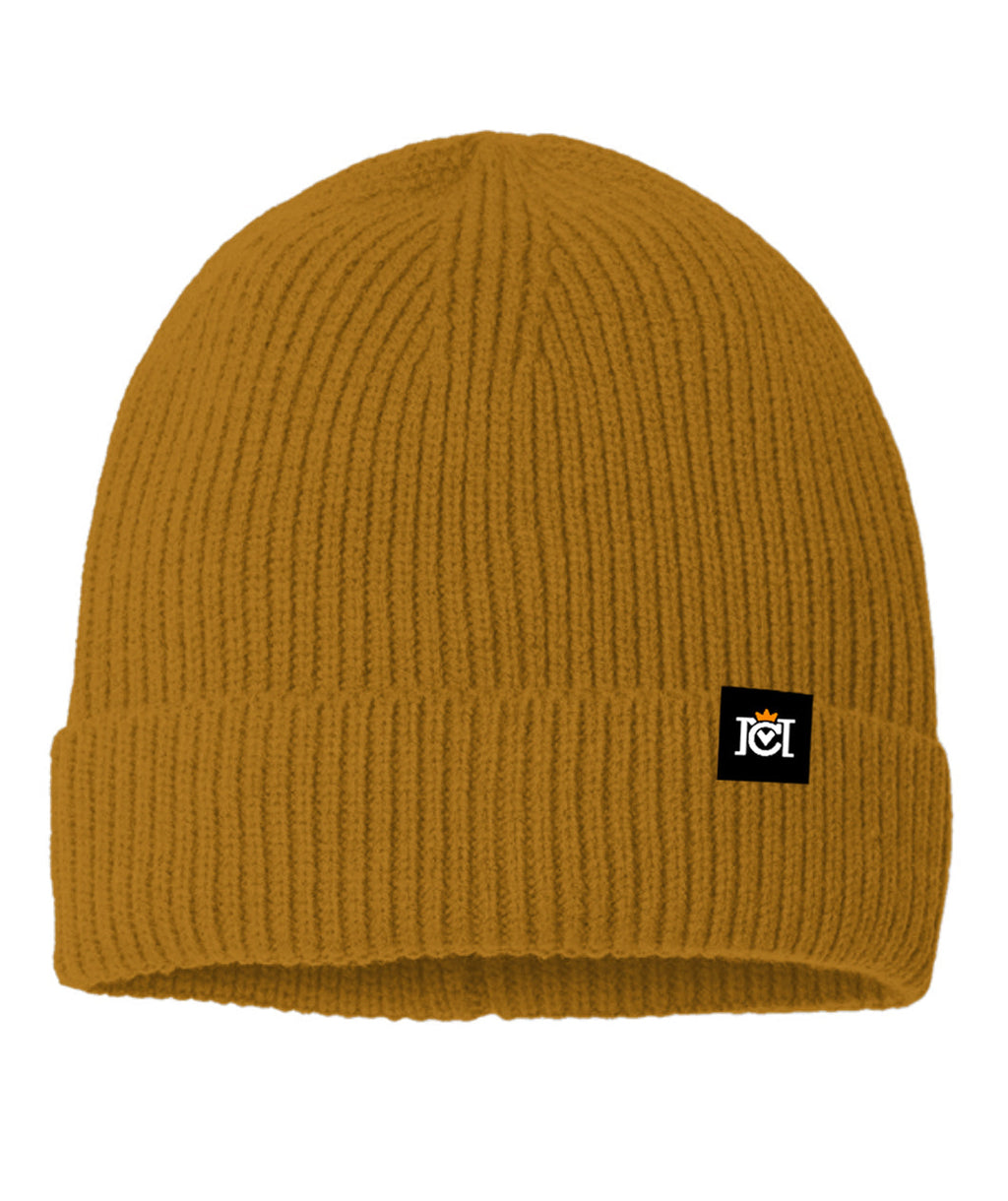 Crown Moto Fine Rib Knit Beanie