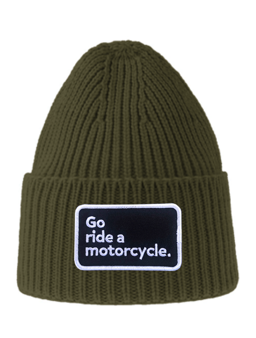 "Go ride a motorcycle" Sustainable Rib Knit Beanie