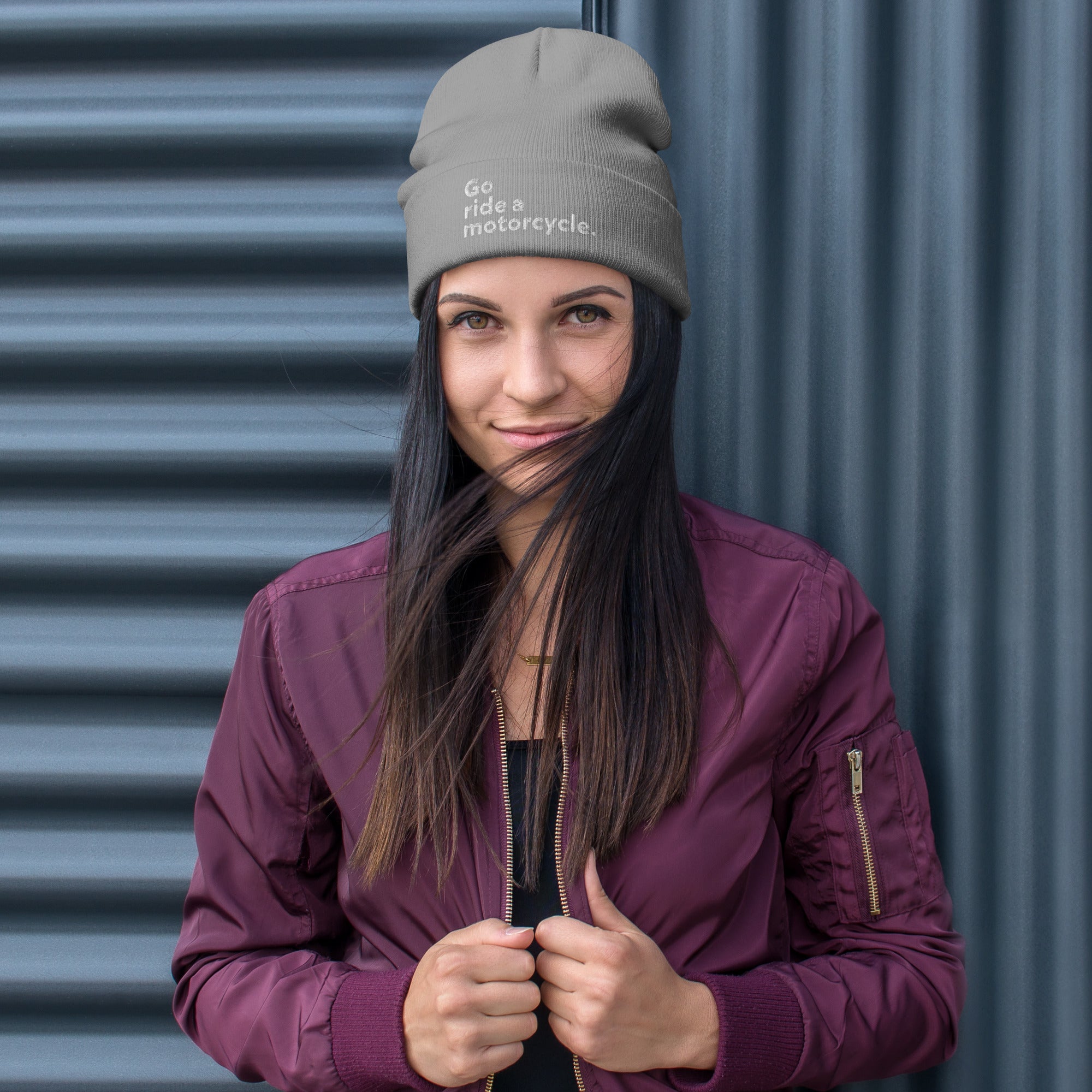 "Go ride a motorcycle" Embroidered Beanie