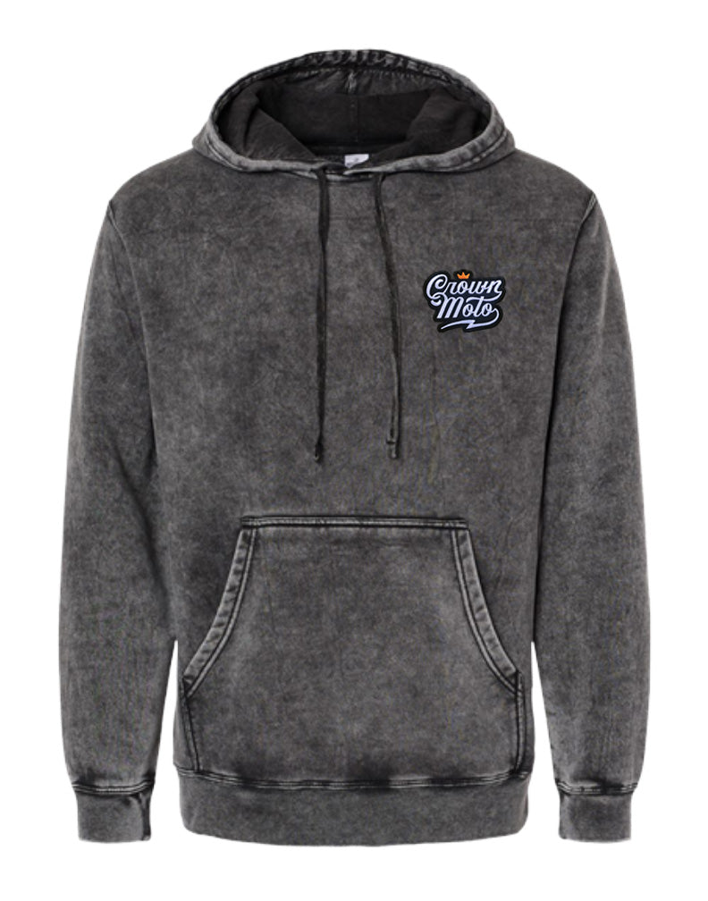 Crown Moto Script Patch Mineral Washed Hoodie