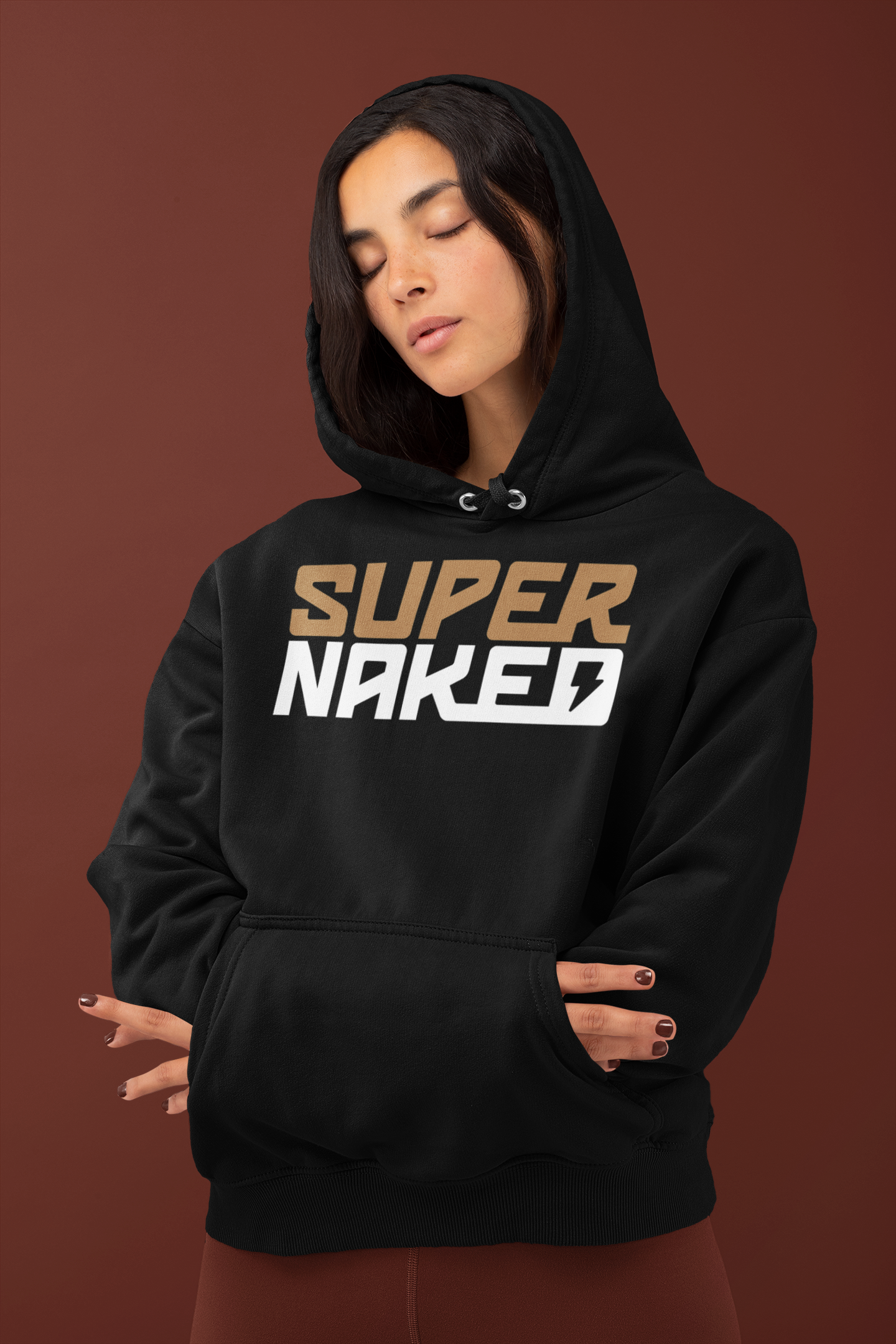 SUPERNAKED Stacked Gold Logo Hoodie