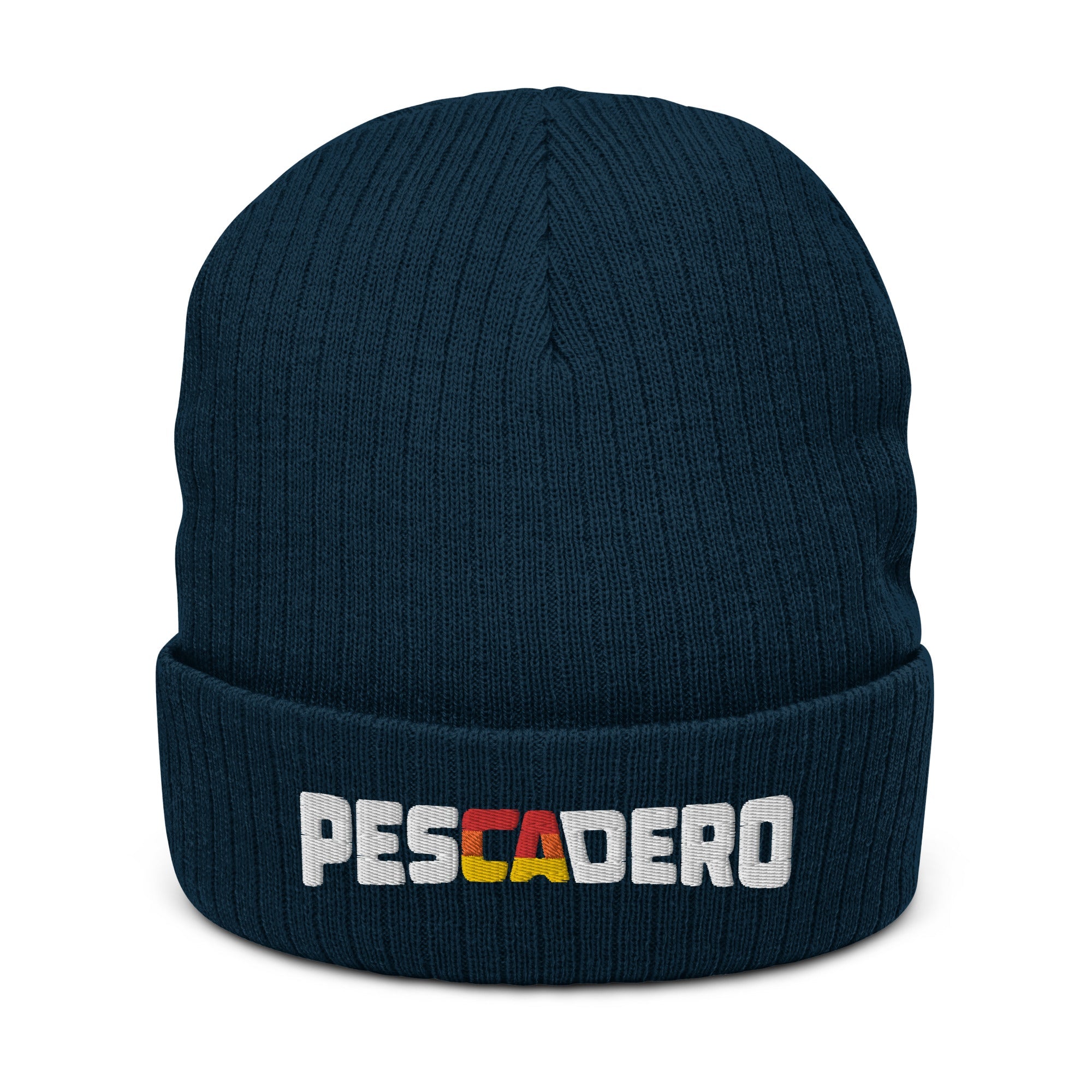 Pescadero CA Sunset Ribbed Knit Beanie