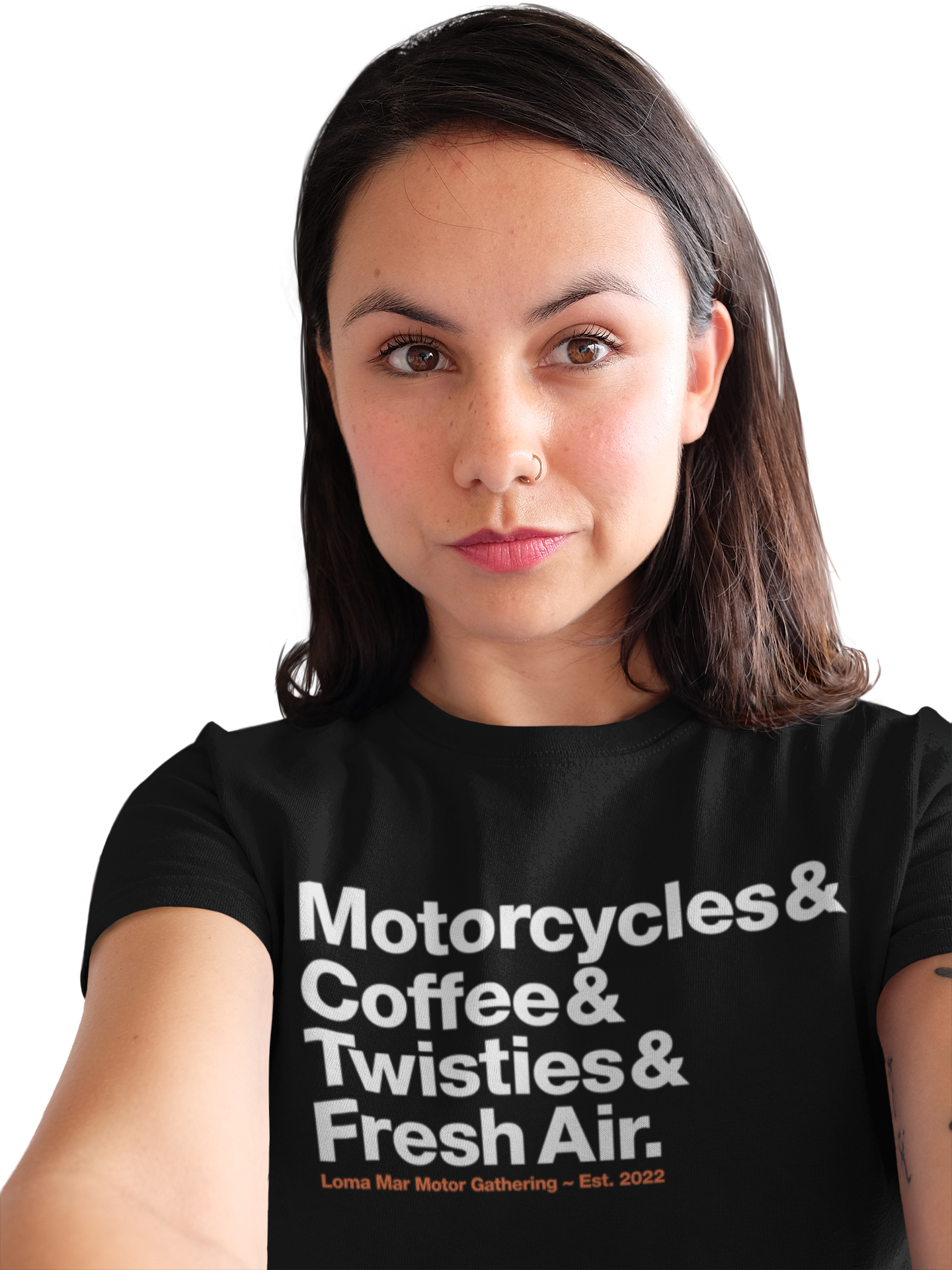 Loma Mar Motor Gathering Women Motorcyclist T-Shirt