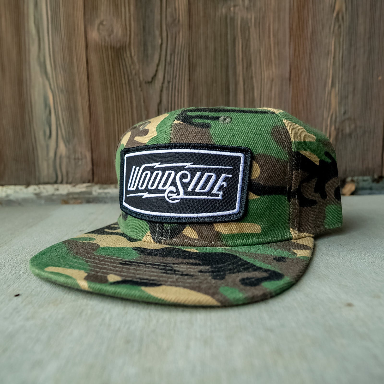 Woodside Patch Heavy Duty Camo Snapback Hat